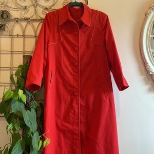 Vintage retro burnt orange/red raincoat Raindrops by Fleetstreet below knee